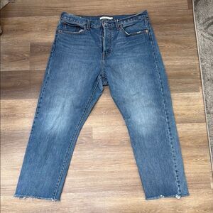 Levi's Blue Wedgie Straight-Leg Denim Jeans with Raw Hem Sz 32